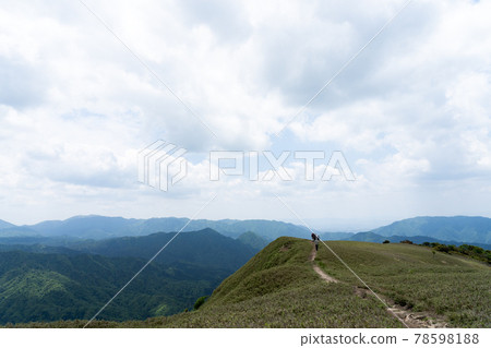 從石雨山口到龍岳岳的山頂山脊線一側的笹原和山路 從石雨山口到龍岳岳的山頂山脊線一側的笹原和山路 78598188