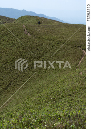 Sasahara and mountain trail on one side of the mountaintop ridgeline leading from Ishigure Pass to Ryugadake 78598220