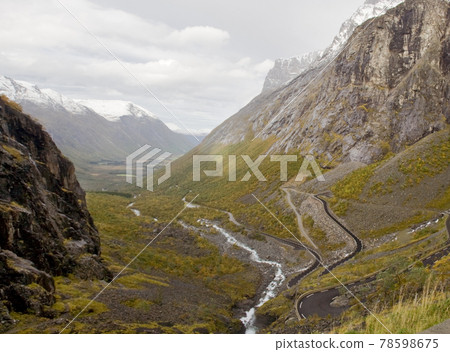 View of the famous Trollstigen mountain pass in Norway 78598675