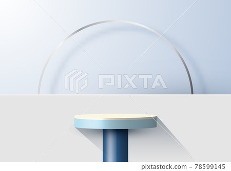 3D realistic blue podium and ring with backdrop minimal scene display background 3D realistic blue podium and ring with backdrop minimal scene display background 78599145
