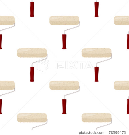 Roller paint isolated background. Simple hand tool for repair vector seamless pattern. 78599473