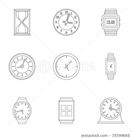 Chrono icons set, outline style Chrono icons set, outline style 78599668