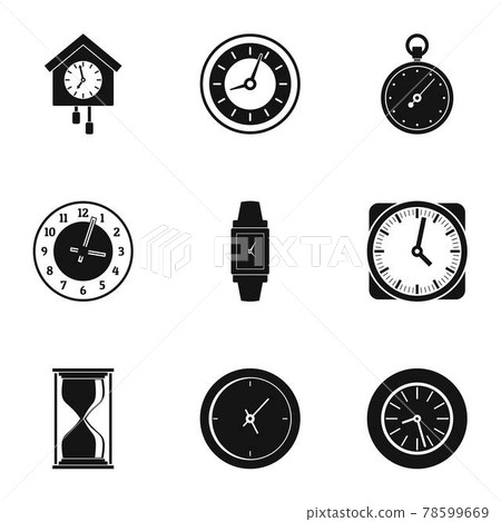 Alarm clock icons set, simple style Alarm clock icons set, simple style 78599669