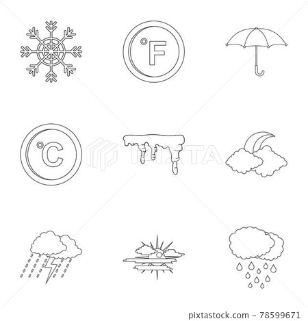 Meteorological observation icons set, outline style Meteorological observation icons set, outline style 78599671