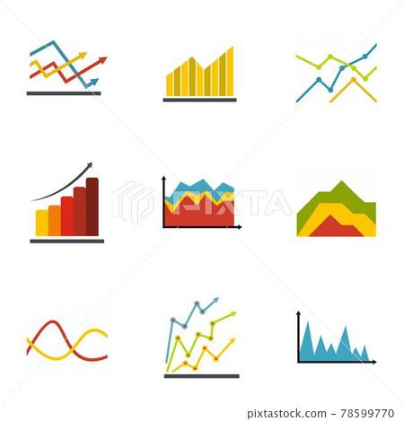 Economic graph icons set, flat style 78599770