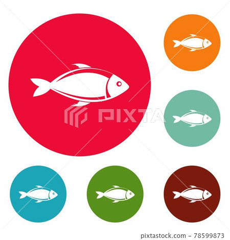 Fish icons circle set vector 78599873