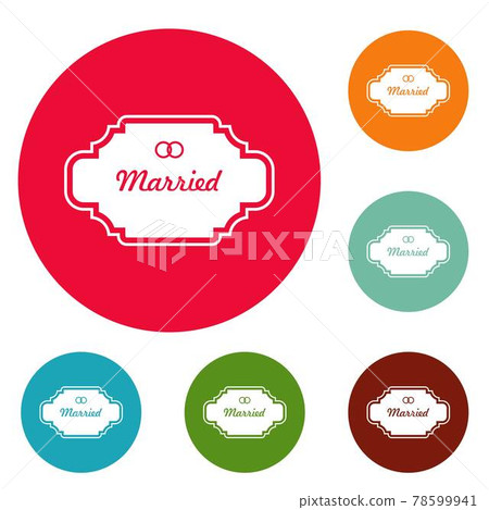 Married label icons circle set vector Married label icons circle set vector 78599941