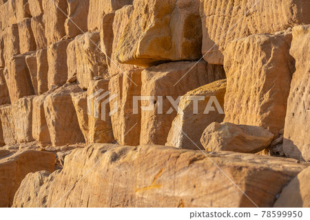Close-up of the sandstones used to build the pyramids of the black pharaohs in Sudan, abstract 78599950
