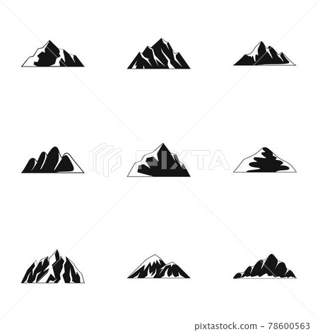 Upland icons set, simple style 78600563