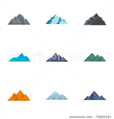 Mountain icons set, flat style Mountain icons set, flat style 78600565