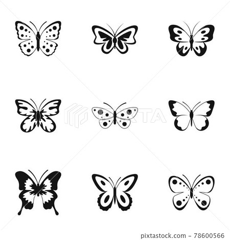 Bombyx icons set, simple style Bombyx icons set, simple style 78600566