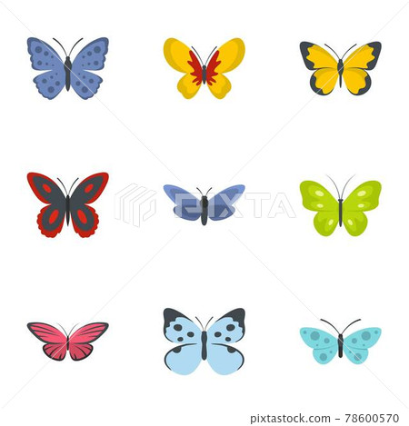 Butterfly icons set, flat style Butterfly icons set, flat style 78600570