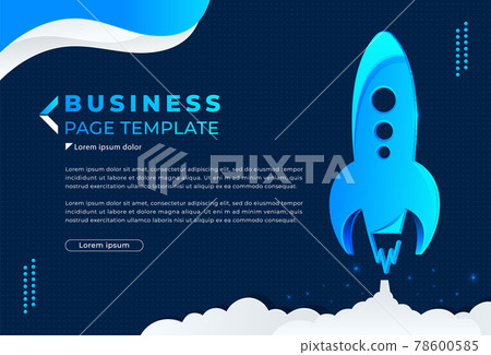 Business startup concept rocket vector template. Modern flat design. Rocket launch in the sky flying over clouds. Business concept. Horizontal background. Simple modern cartoon design for website, 78600585