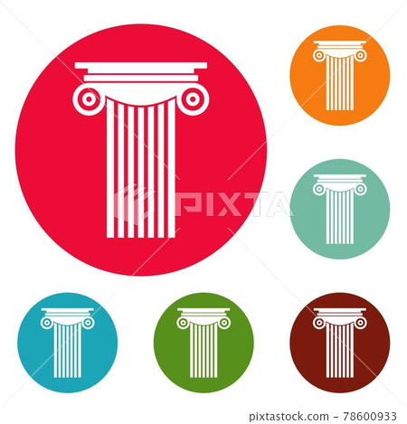 Reinforced concrete column icons circle set vector Reinforced concrete column icons circle set vector 78600933