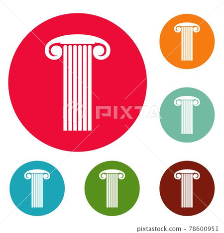 Marble column icons circle set vector - Stock Illustration [78600951 ...