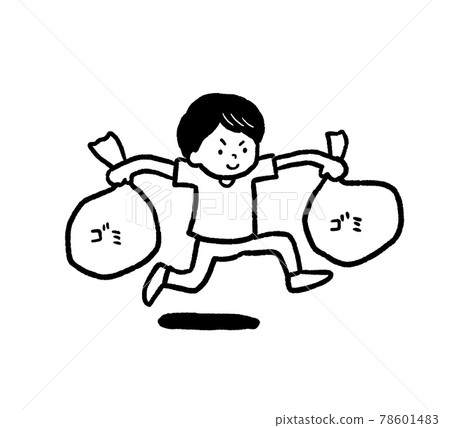 Decluttering Illustration of throwing away trash Black and white 78601483