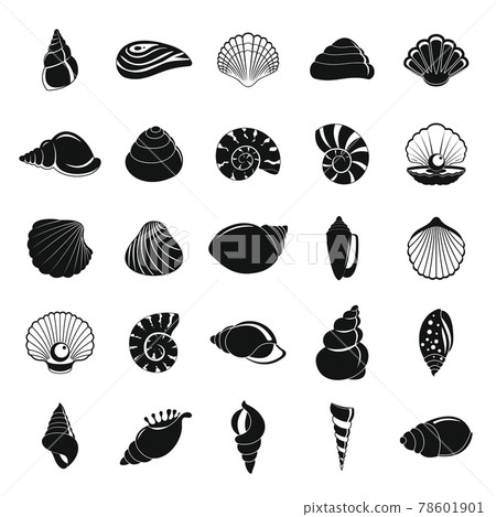 Sea shell icons set, simple style 78601901
