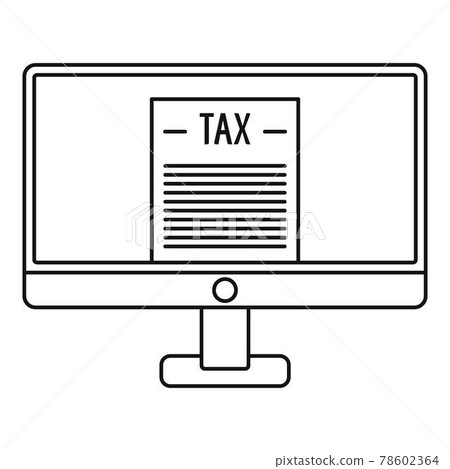 Tax by computer icon, outline style 78602364