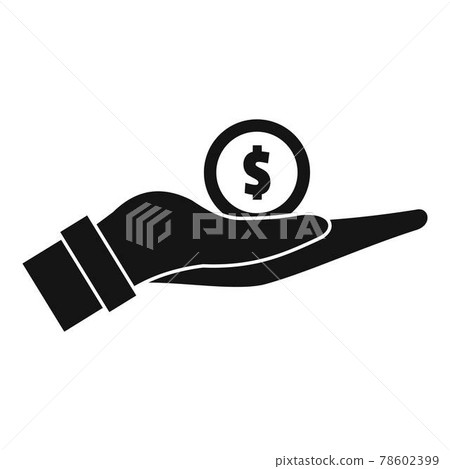 Coin in hand icon, simple style 78602399