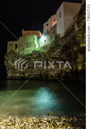 Talia Polignano a Mare Cala Porto beach and cliffs at night Talia Polignano a Mare Cala Porto beach and cliffs at night 78602531