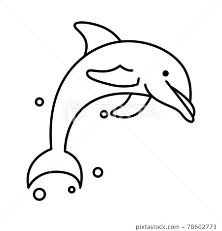 Line art vector illustration of a dolphin - Stock Illustration ...