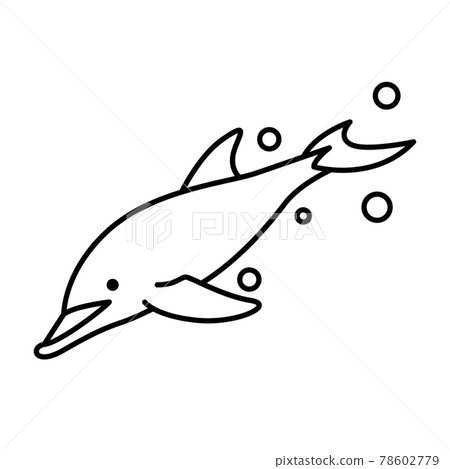 Line art vector illustration of a dolphin - Stock Illustration ...