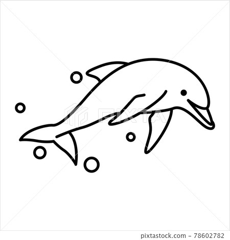 Line art vector illustration of a dolphin - Stock Illustration ...