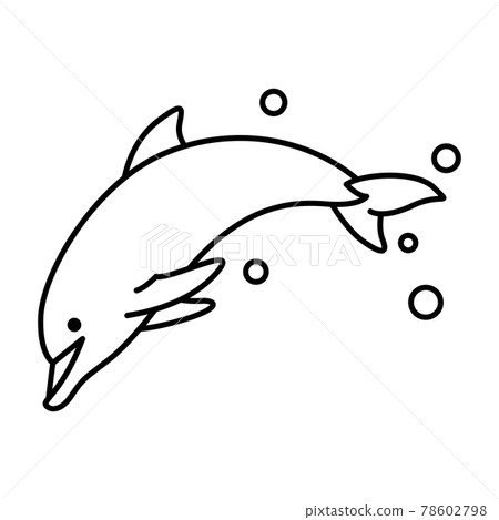 Line art vector illustration of a dolphin - Stock Illustration ...