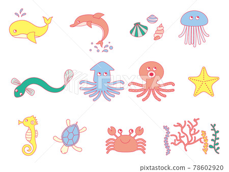 Vector illustration set of sea creatures 78602920