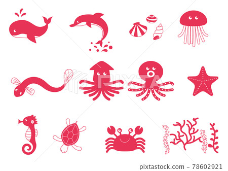 海洋生物的矢量圖圖標 海洋生物的矢量圖圖標 78602921