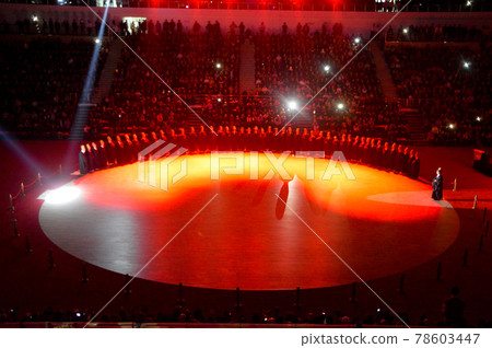 Sema show and dervishes, dervishes spinning around with mystical music, December 13, 2014 Konya Turkey 78603447
