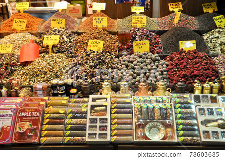 In the Misir Carsisi built in the 17th century, locals and tourists from various countries of the world are shopping. Spice section, Istanbul Turkey, 30 August 2018 In the Misir Carsisi built in the 17th century, locals and tourists from various countries of the world are shopping. Spice section, Istanbul Turkey, 30 August 2018 78603685