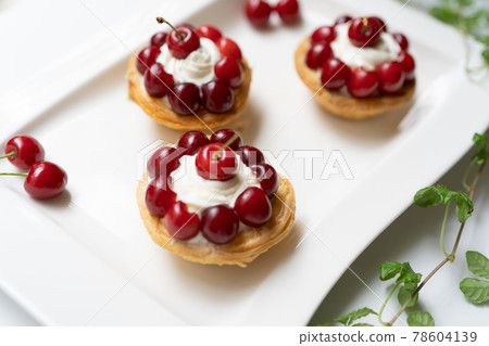 Cherry pie served on a white plate Cherry pie served on a white plate 78604139