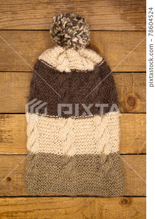 Handmade wool knitted winter hat and scarf 78604524