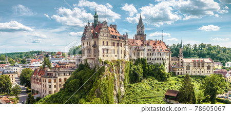 Panorama of Sigmaringen Castle, Germany. Urban landscape with German castle 78605067