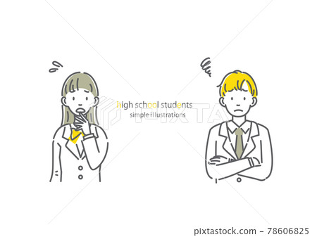 Simple and fashionable high school student line drawing illustration 78606825