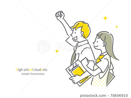 Simple and fashionable high school student line drawing illustration Simple and fashionable high school student line drawing illustration 78606910