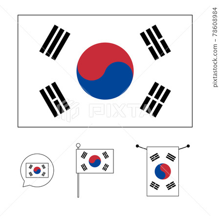 Korean flag illustration set Korean flag illustration set 78608984