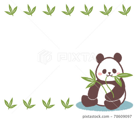 Sitting panda and bamboo leaf frame 78609097