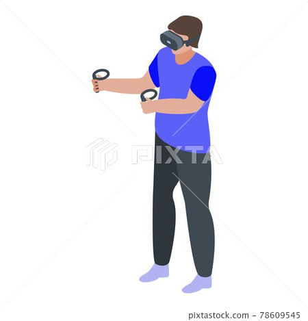 Boy virtual play icon, isometric style Boy virtual play icon, isometric style 78609545