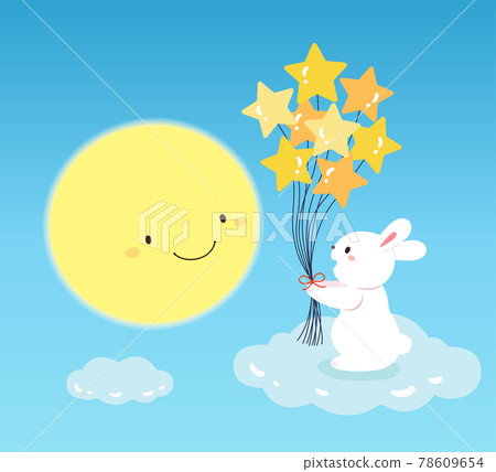 Rabbit sends moon and star balloons 78609654