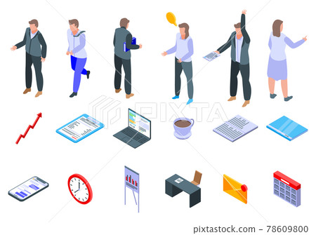 Office manager icons set, isometric style 78609800