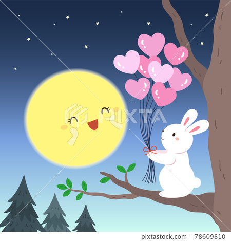 Rabbit sends balloons to the moon Rabbit sends balloons to the moon 78609810