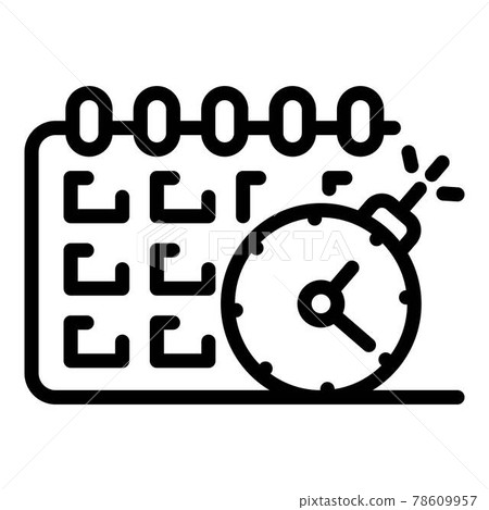 Calendar and clock icon, outline style 78609957