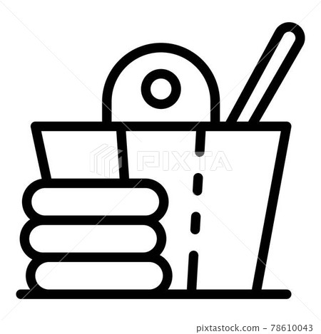 Bath bucket and stones icon, outline style 78610043