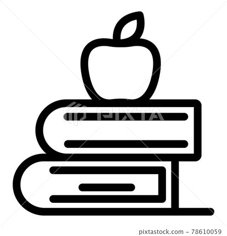Apple on books icon, outline style 78610059