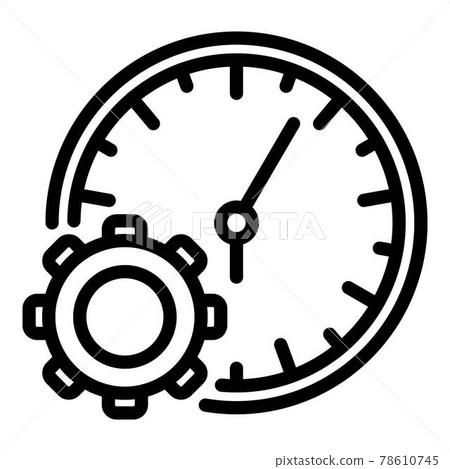 Gear wheel wall clock icon, outline style 78610745