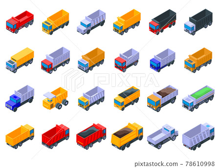 Tipper icons set, isometric style 78610998