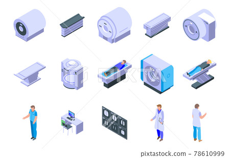 Magnetic resonance imaging icons set, isometric style 78610999