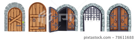 Castle wooden gate vector set, medieval cartoon... - Stock Illustration  [78611688] - PIXTA